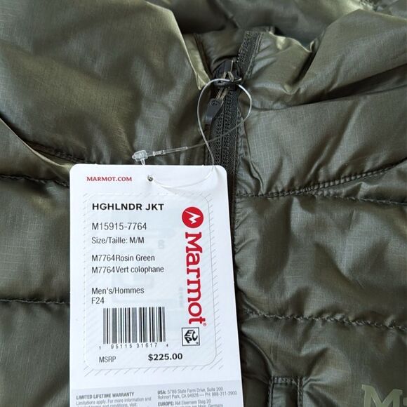 MARMOT M2 HIGHLANDER DOWN JACKET size Medium Rosin Green NWT in packaging - Picture 8 of 8